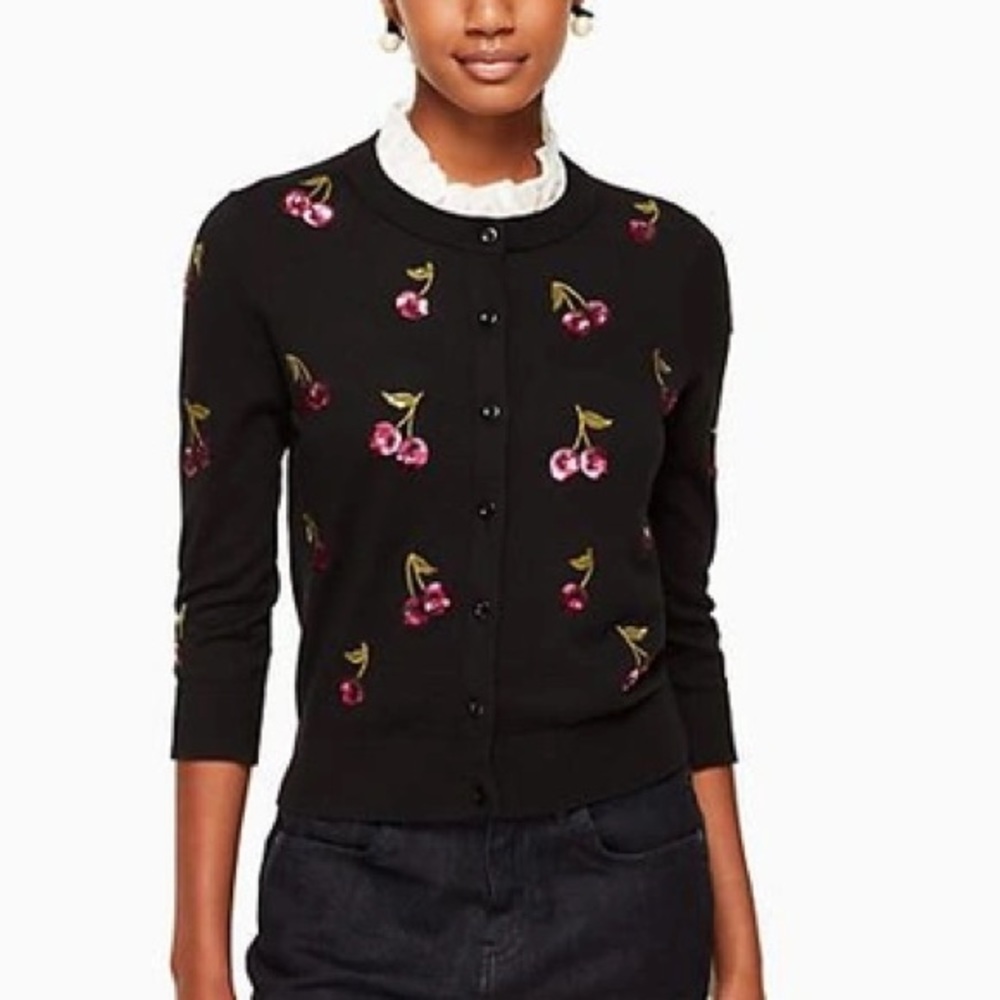 Kate Spade Sequin Cherries Cardigan